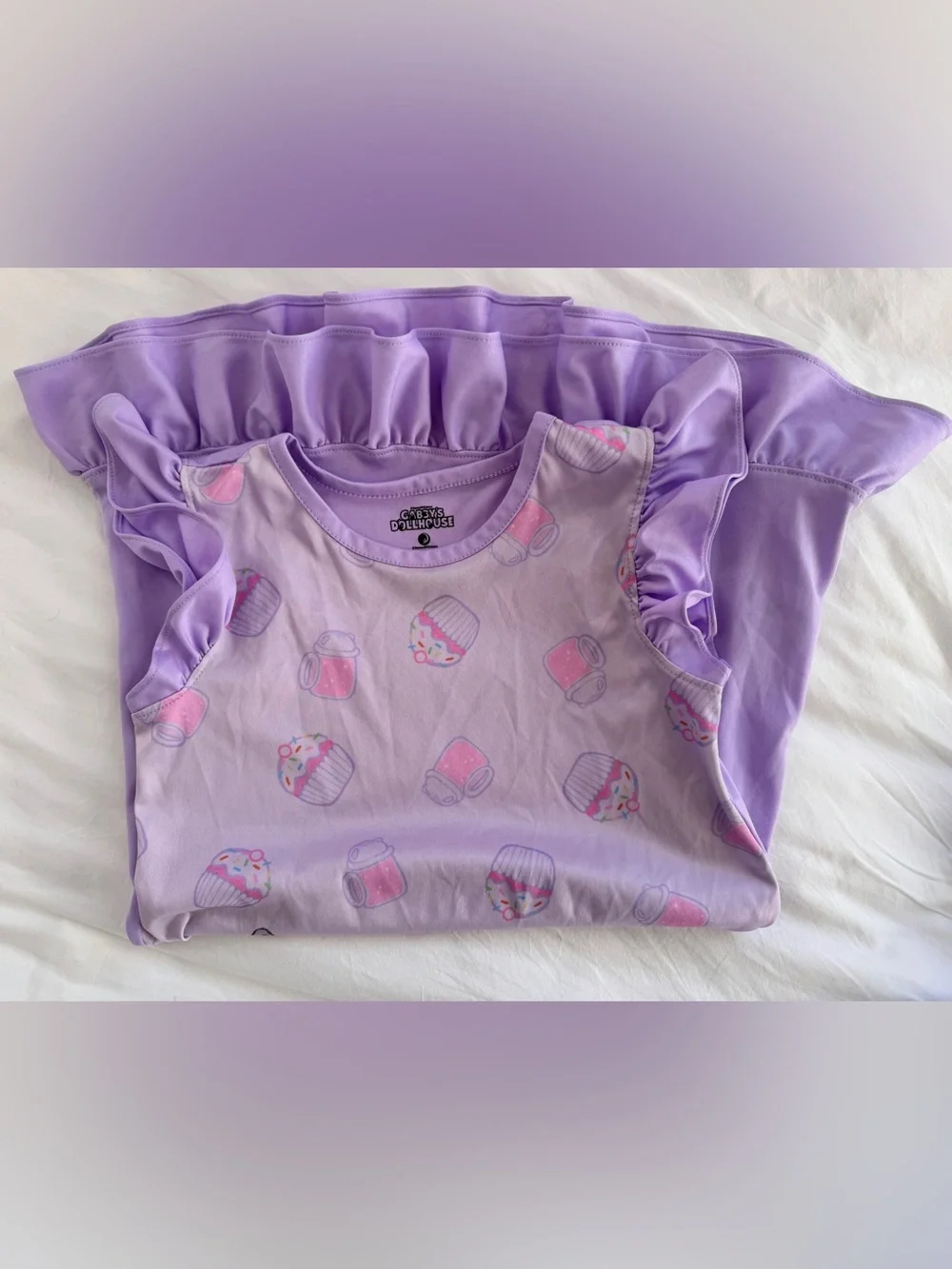 DreamWorks Gabby’s Dollhouse Purple Ruffle Nightgown Pajamas Size 6 / 6X